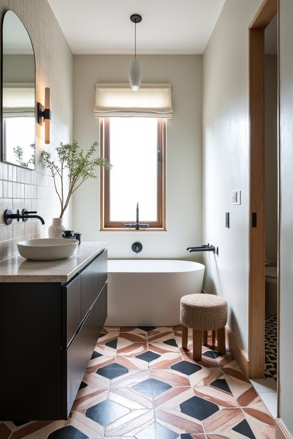 geometric tiles enhance bathrooms