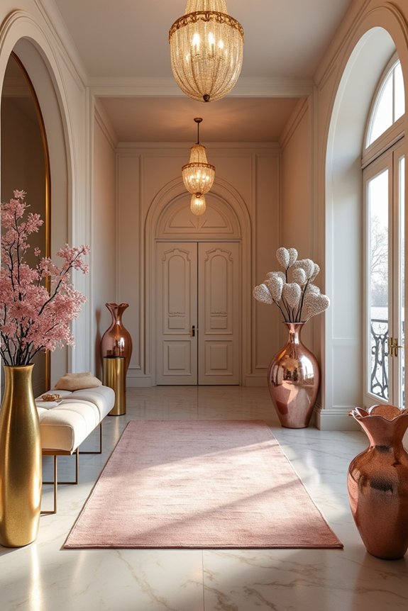 glamorous metallic entryway decor