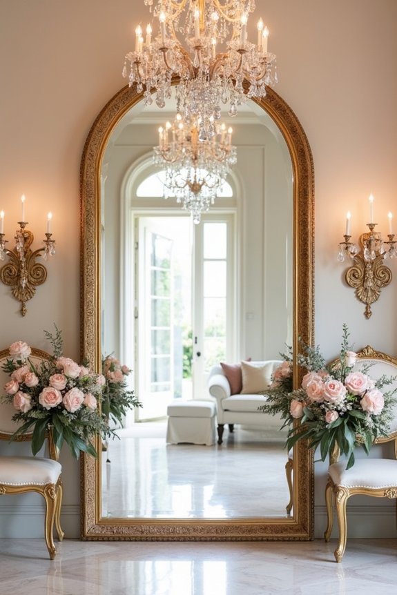 glamorous mirror and gold accents