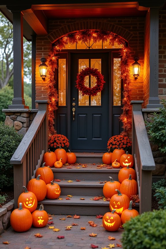 glowing jack o lantern porch display