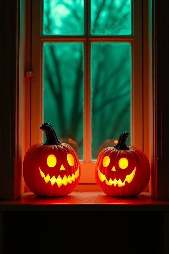 glowing jack o lantern window displays
