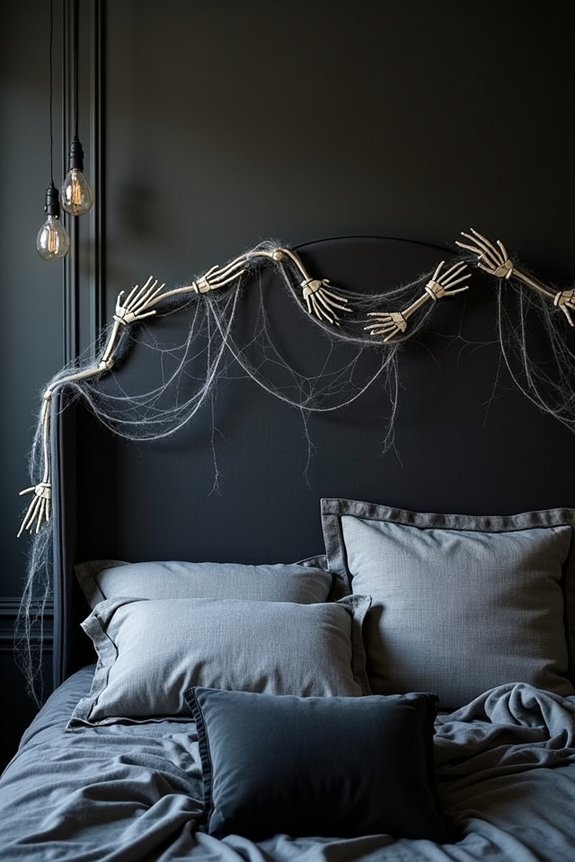 halloween garlands on headboard