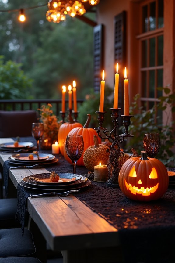 halloween table and entryway