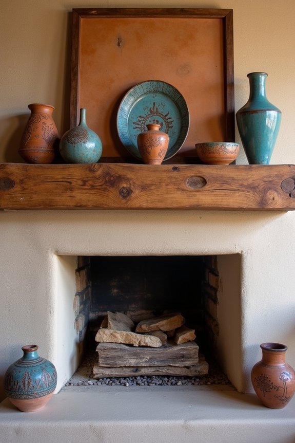 handcrafted southwestern ceramics display