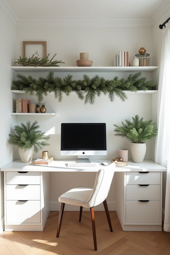holiday greenery enhances workspace
