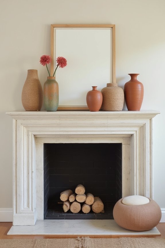 intentional fireplace display asymmetry