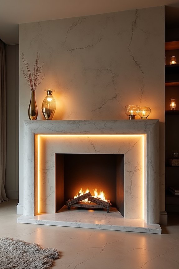 layered ambient fireplace lighting