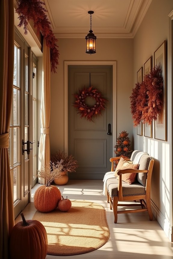 layered autumn decorations displayed