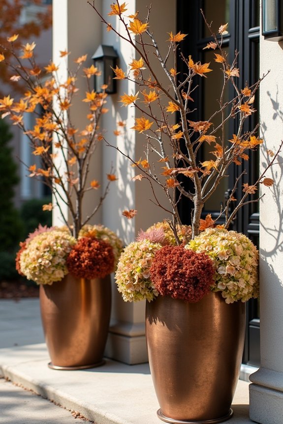 layered autumn planter decorations