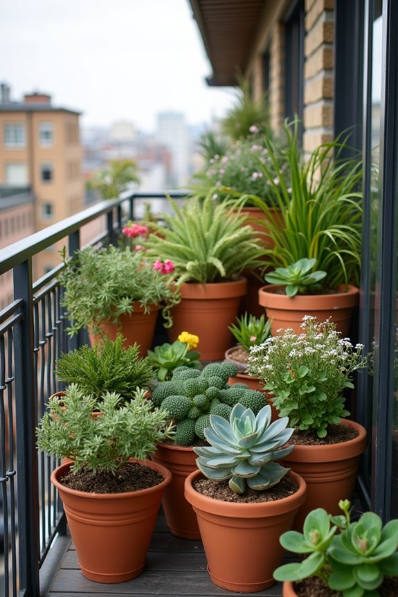 layered balcony plant design