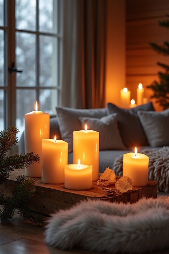 layered candles and scents