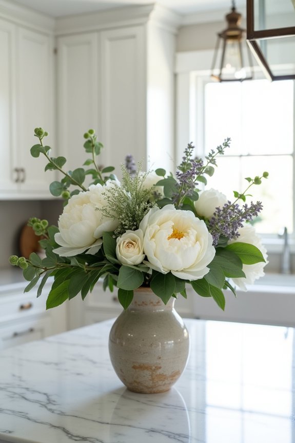 layered floral kitchen decor