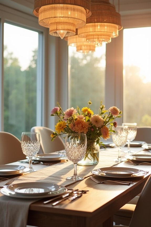 layered lighting enhances dining