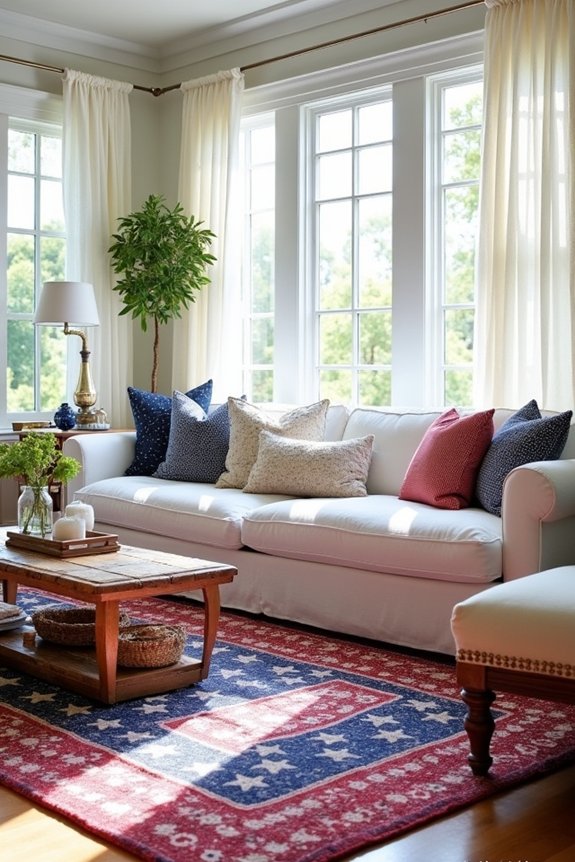 layered rugs and cushions