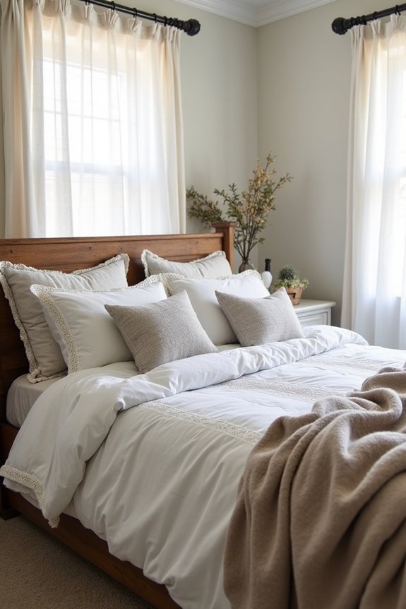 layered vintage farmhouse bedding