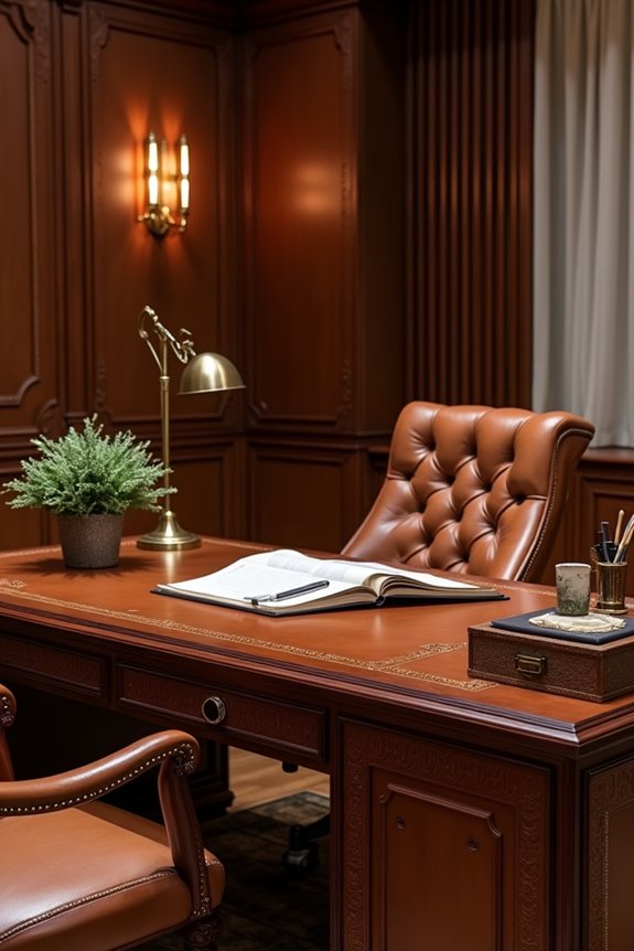 leather accents enhance elegance
