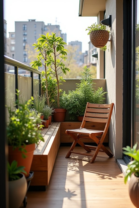 maximize balcony seating and storage