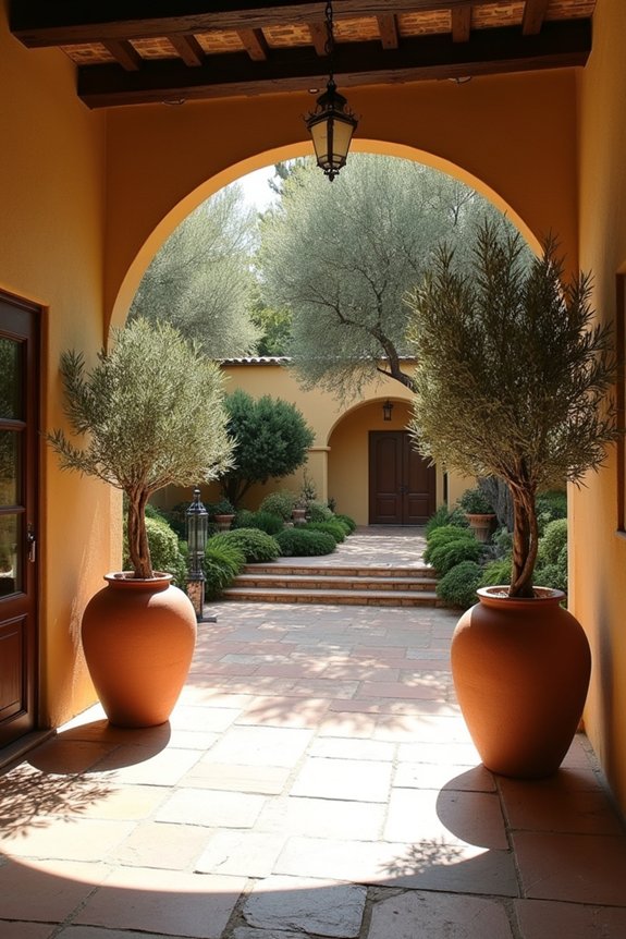 mediterranean terracotta entryway greenery