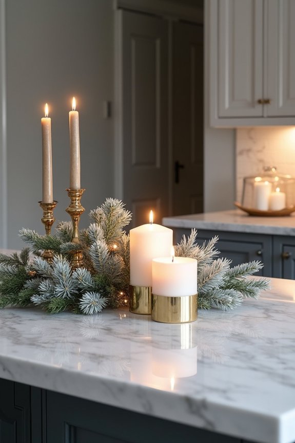 metallic candlelight kitchen decor