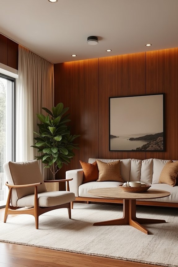 mid century natural wood elements