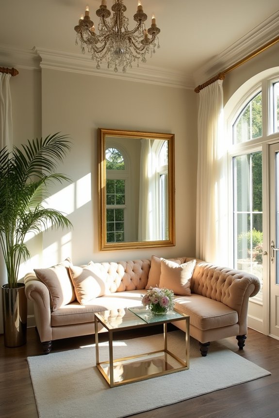 mirrors and metallic accents