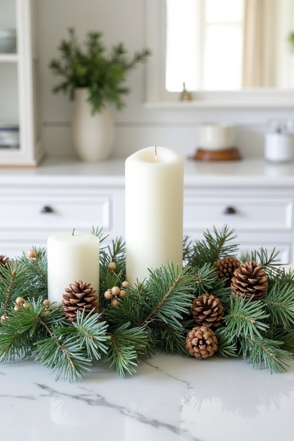 natural winter greenery centerpiece