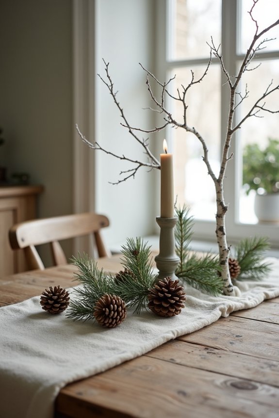 natural winter table decor
