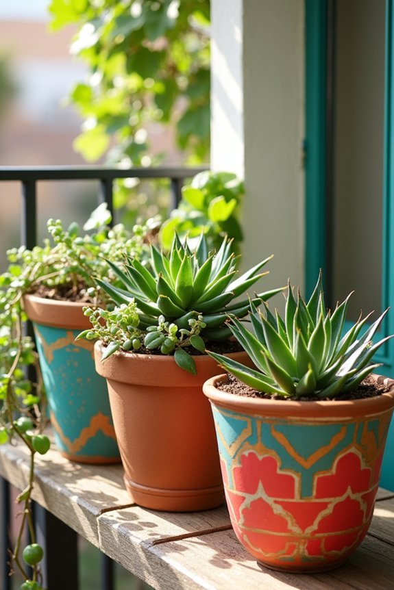 painted terra cotta planters