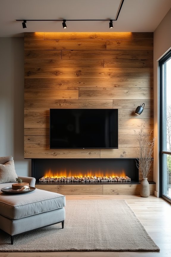 pallet wood fireplace backdrop