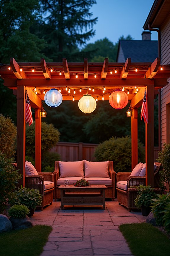 patriotic backyard evening ambiance