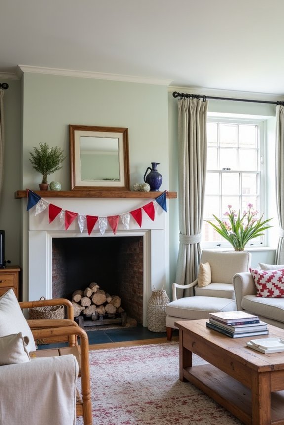 patriotic bunting and flags