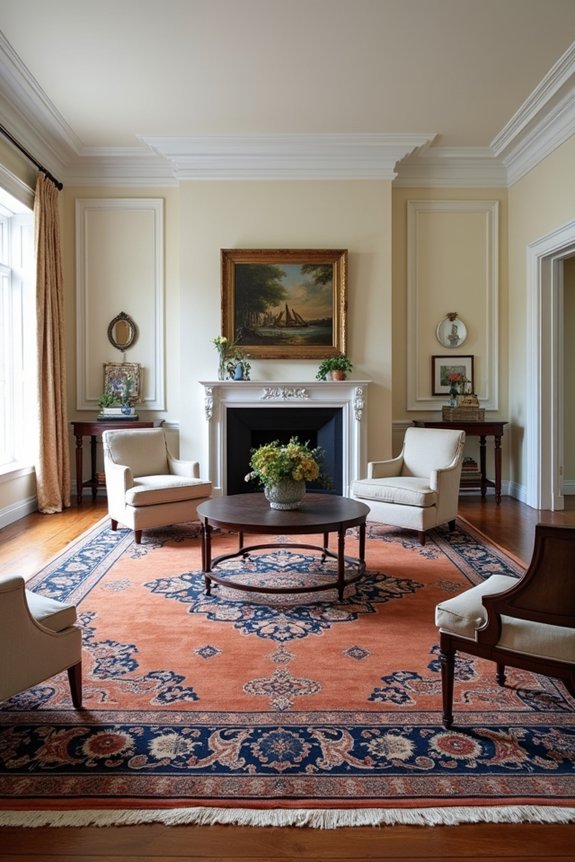 patterned rug enhances unity