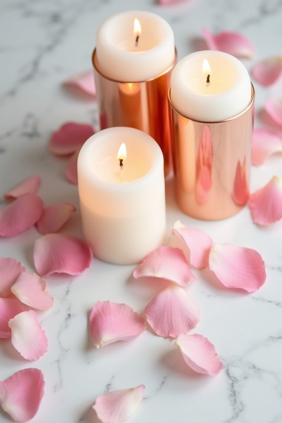 romantic candles and petals
