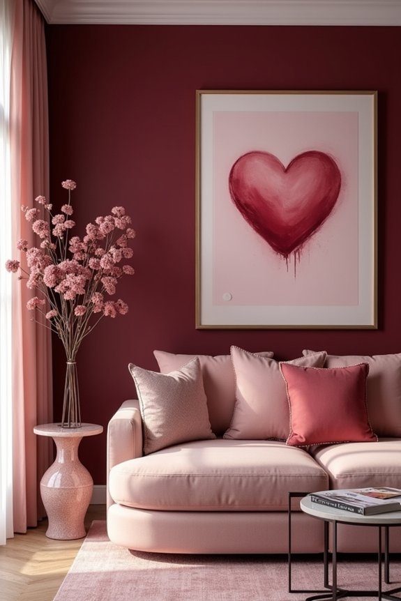 romantic deep red accent wall