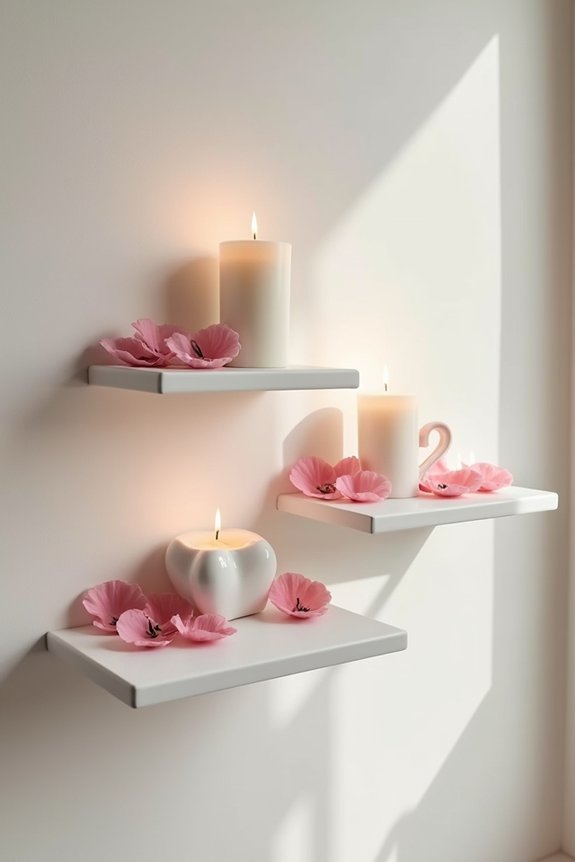 romantic floating shelf display