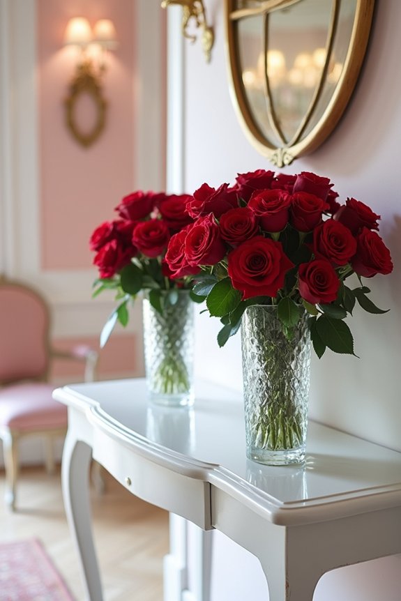 romantic red rose arrangements