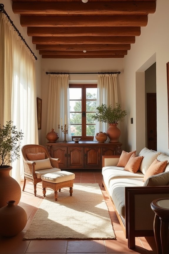 rustic mediterranean furniture and pottery