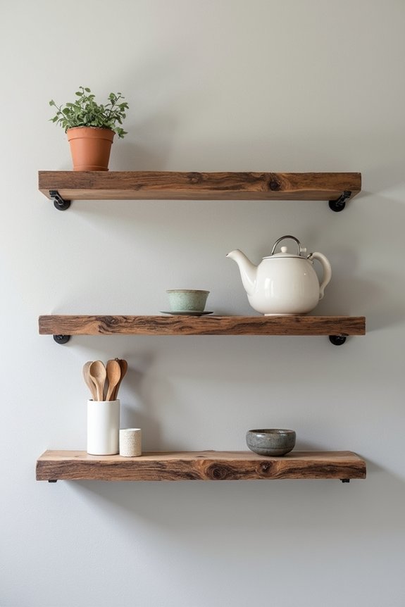 rustic reclaimed wood shelving