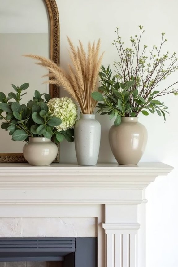 seasonal botanical mantel decor