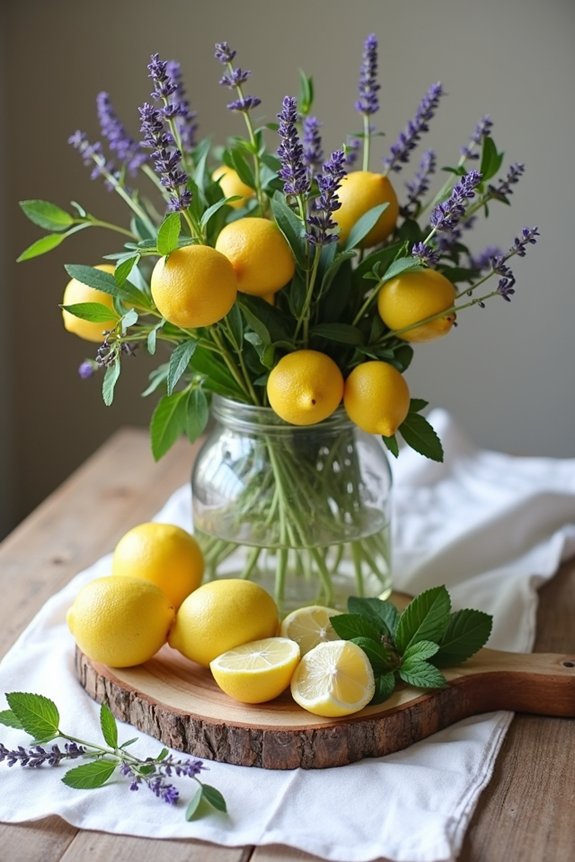 seasonal fruit and herb centerpieces