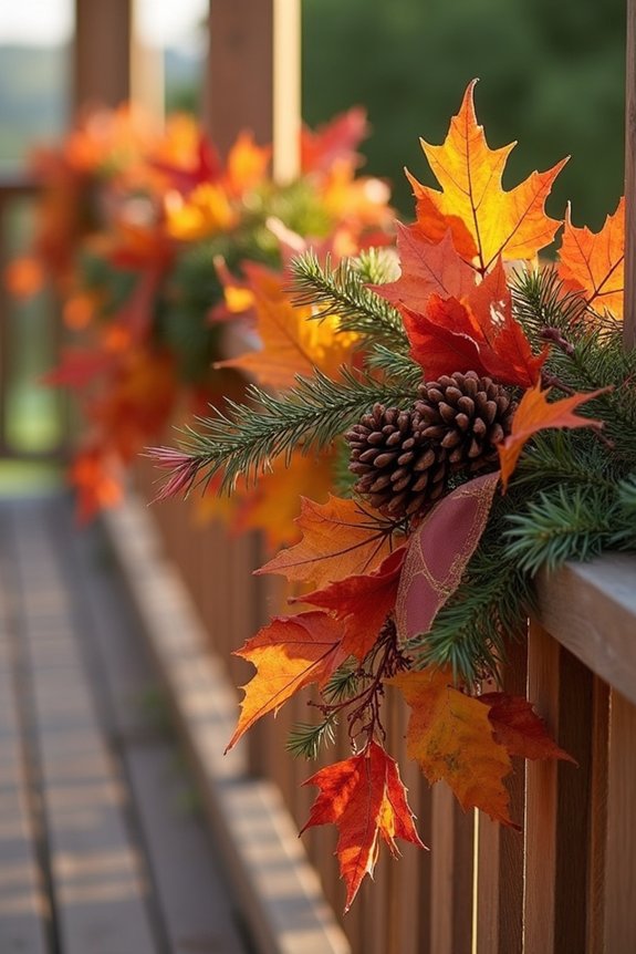 seasonal garland enhances entryway