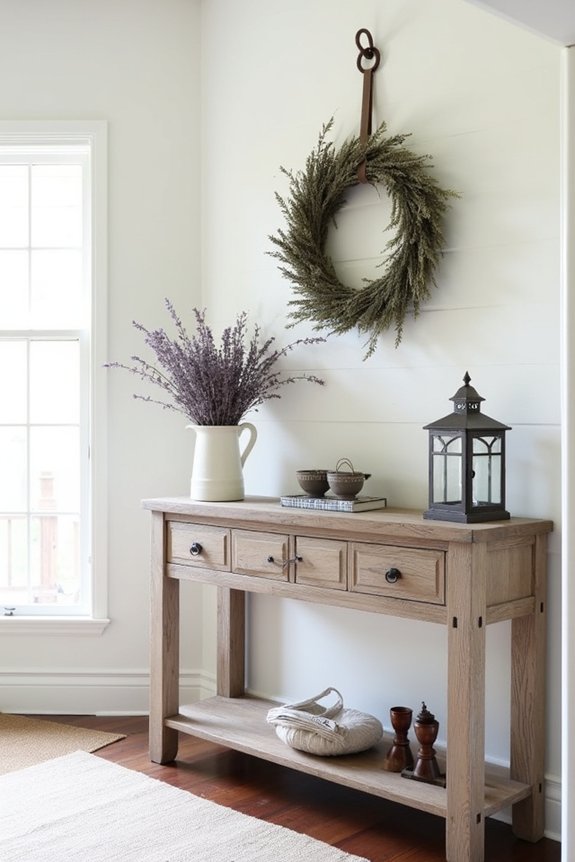 seasonal wreath entryway decor