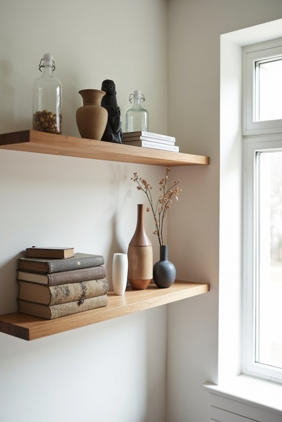 showcase collections with floating shelves