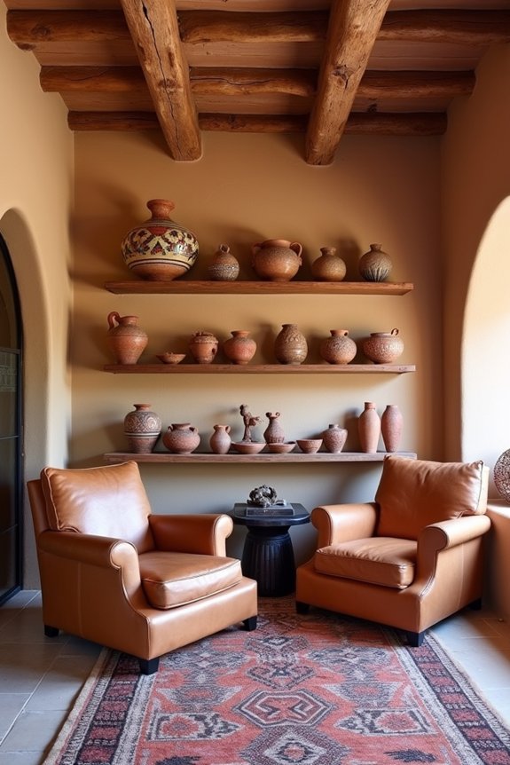 showcase southwestern pottery decor