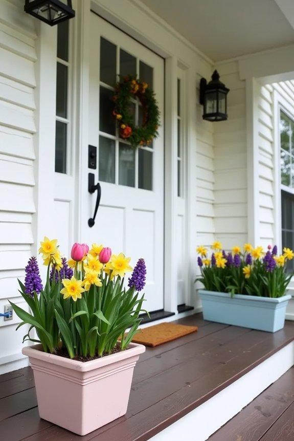 spring flower planters welcome guests
