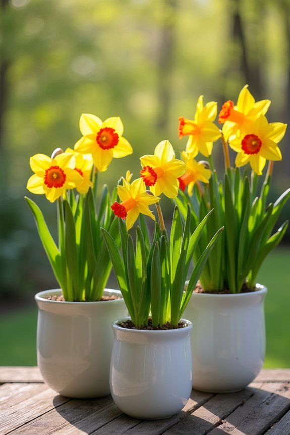 spring flowers and planters