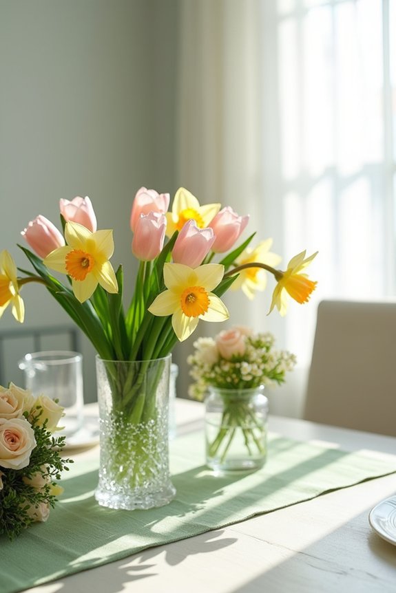 spring flowers brighten dining