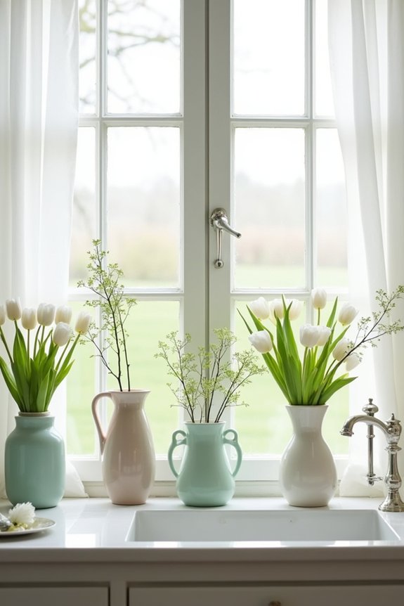 spring kitchen window decor