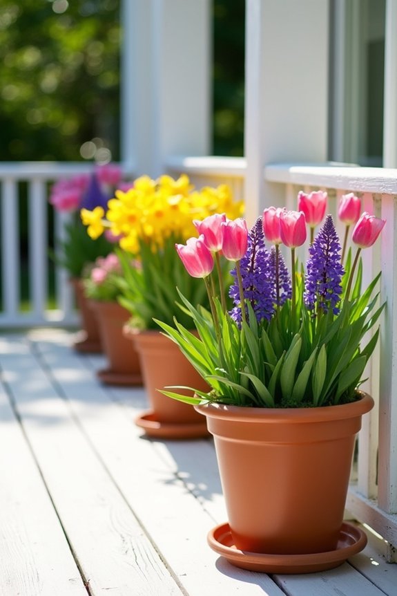 spring planters and flowers