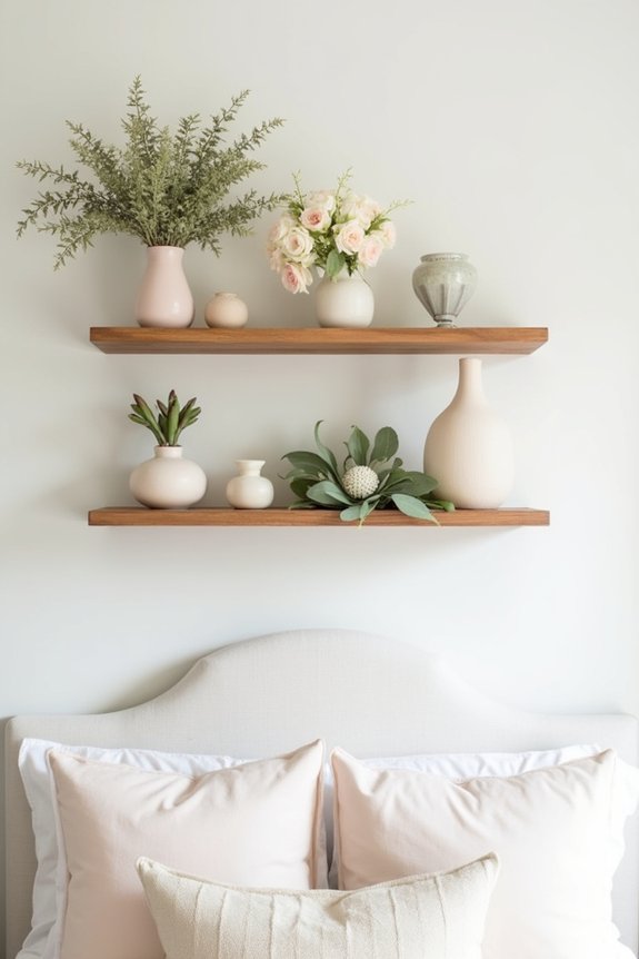 spring themed floating shelf display